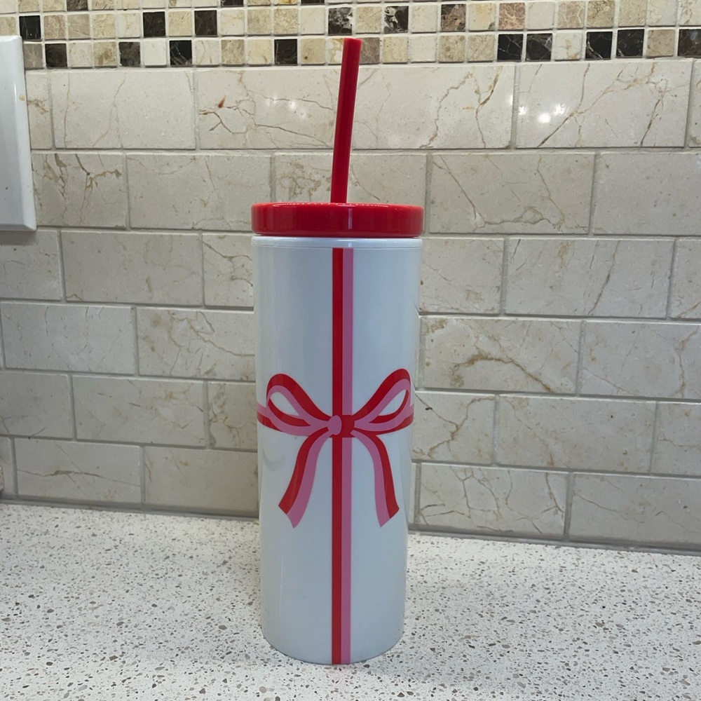 Kate Spade New York Acrylic Tumbler with Lid and Straw, 24 oz Tumbler